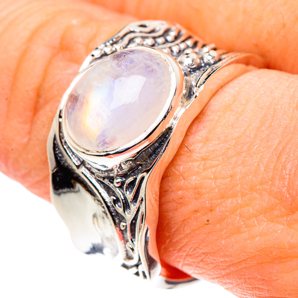 Rainbow Moonstone Rings handcrafted by Ana Silver Co - RING91018
