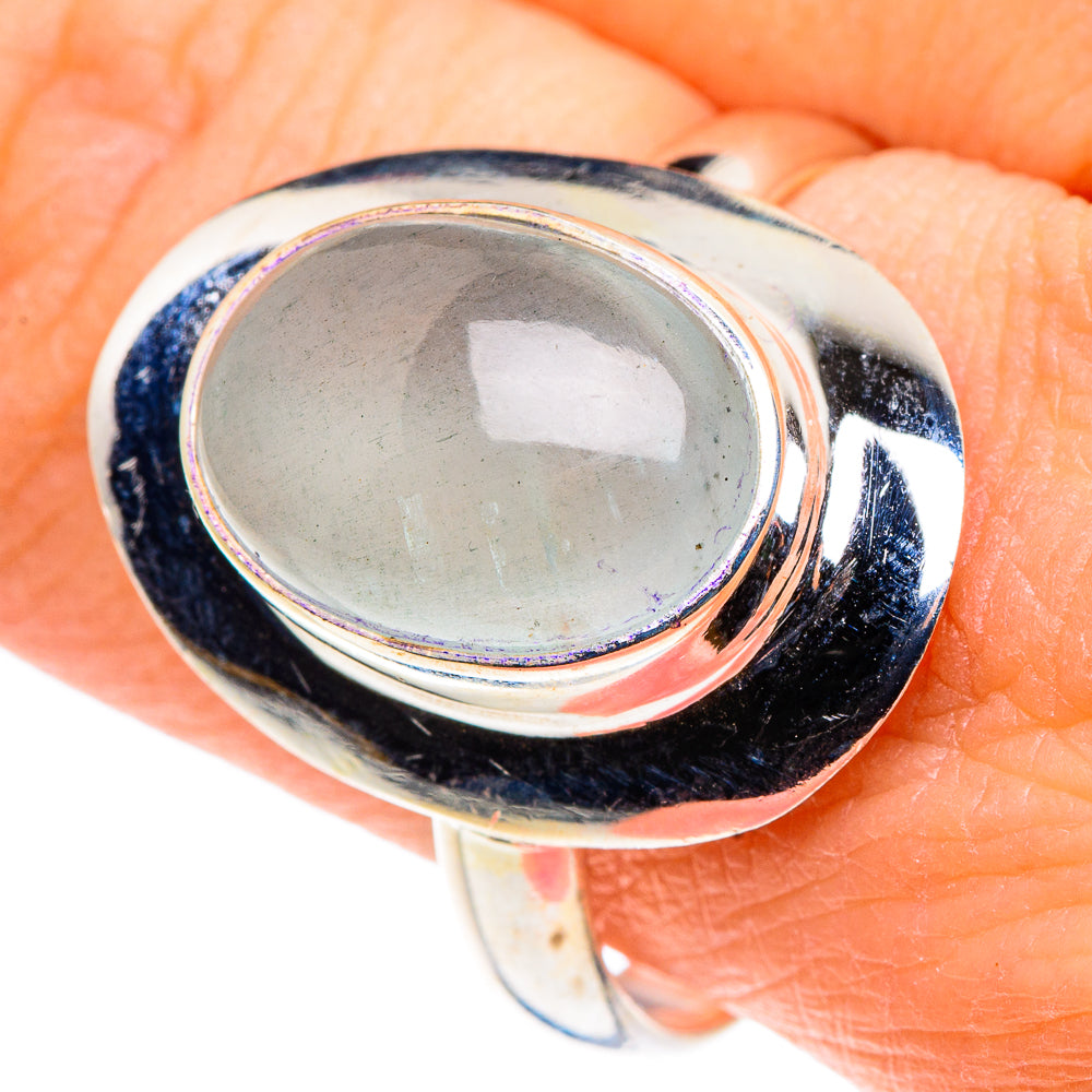 Oval aquamarine-look gemstone ring with blue-toned bezel in 925 sterling silver