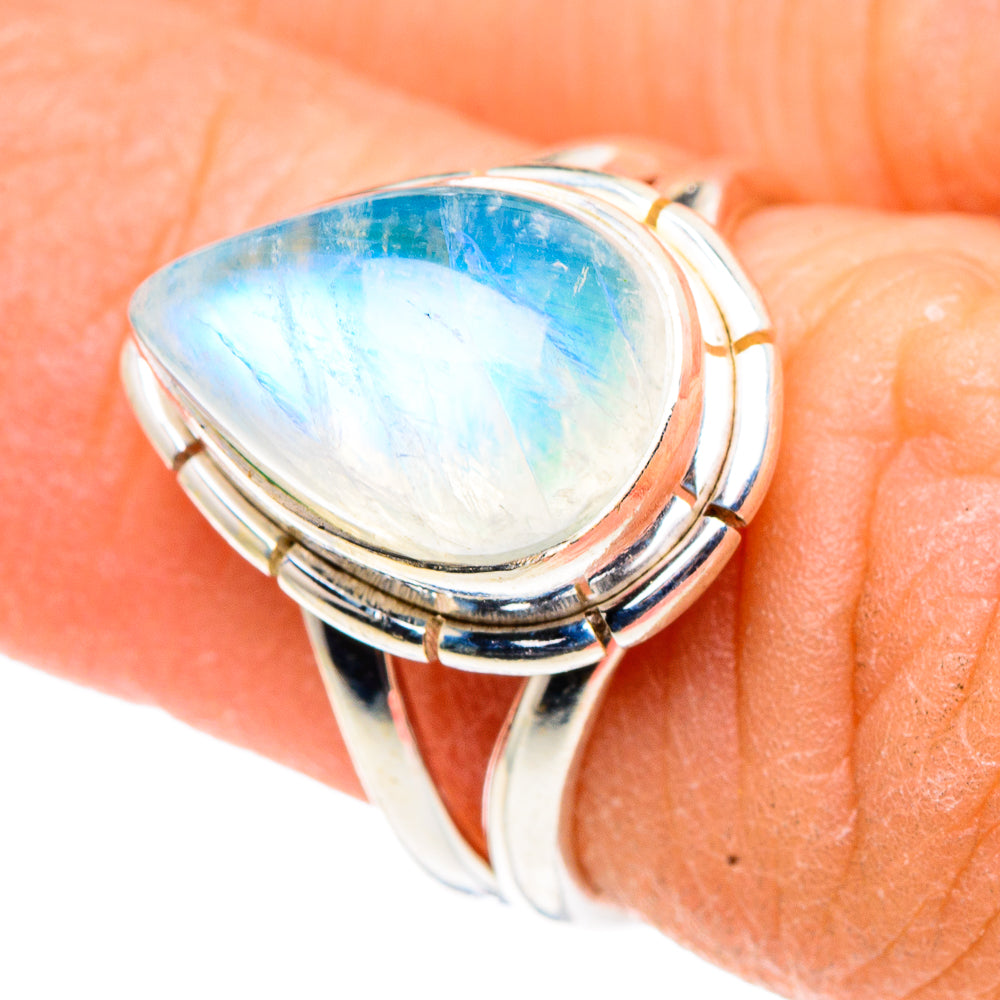 Rainbow Moonstone Rings handcrafted by Ana Silver Co - RING91038