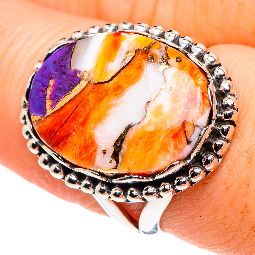 Kingman Pink Dahlia Turquoise Rings handcrafted by Ana Silver Co - RING91046