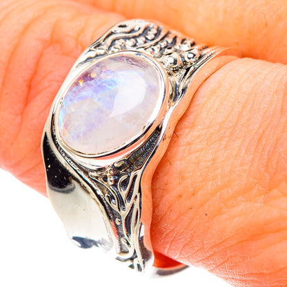 Rainbow Moonstone Rings handcrafted by Ana Silver Co - RING91057