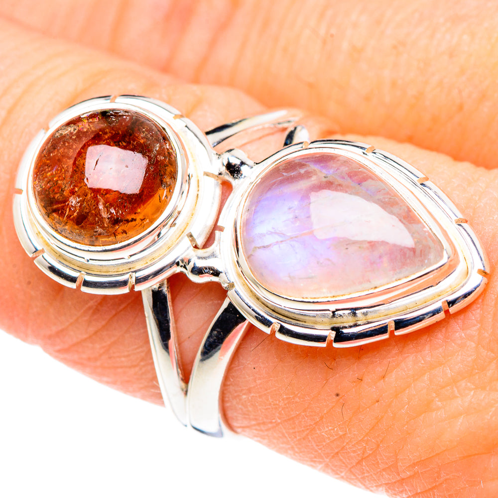 Rainbow Moonstone Rings handcrafted by Ana Silver Co - RING91059