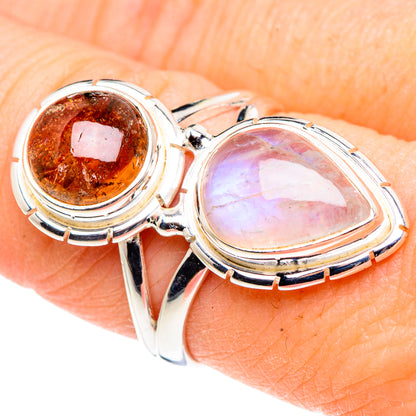 Rainbow Moonstone Rings handcrafted by Ana Silver Co - RING91059