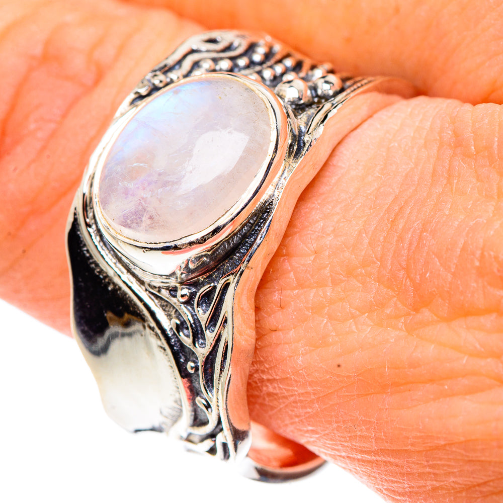 Rainbow Moonstone Rings handcrafted by Ana Silver Co - RING91091