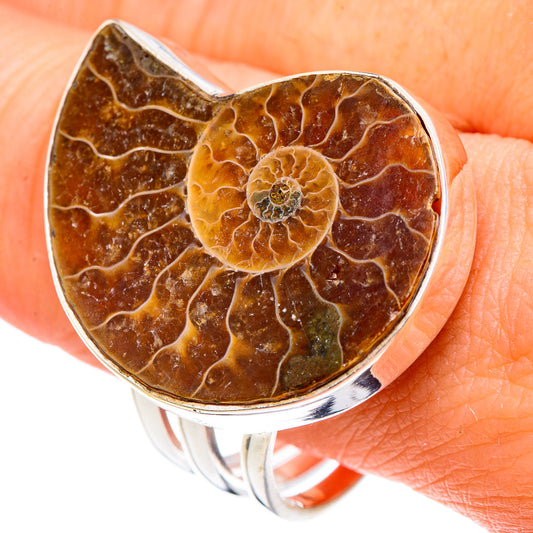 Ammonite Fossil Rings handcrafted by Ana Silver Co - RING91111