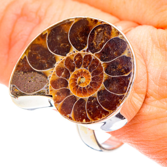 Ammonite Fossil Rings handcrafted by Ana Silver Co - RING91115