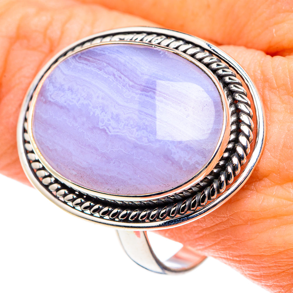 Blue Lace Agate Rings handcrafted by Ana Silver Co - RING91140