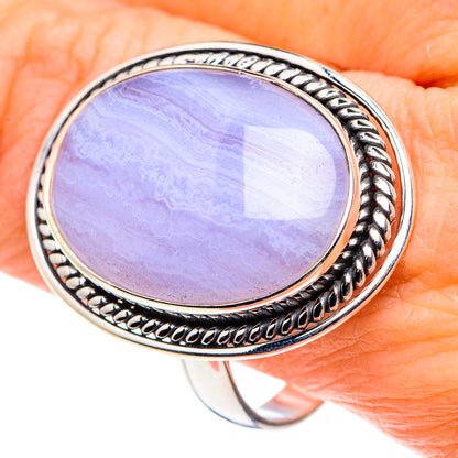 Blue Lace Agate Rings handcrafted by Ana Silver Co - RING91140