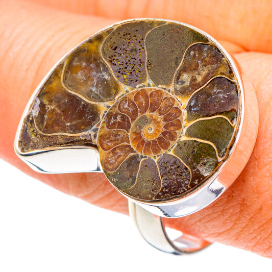 Ammonite Fossil Rings handcrafted by Ana Silver Co - RING91177