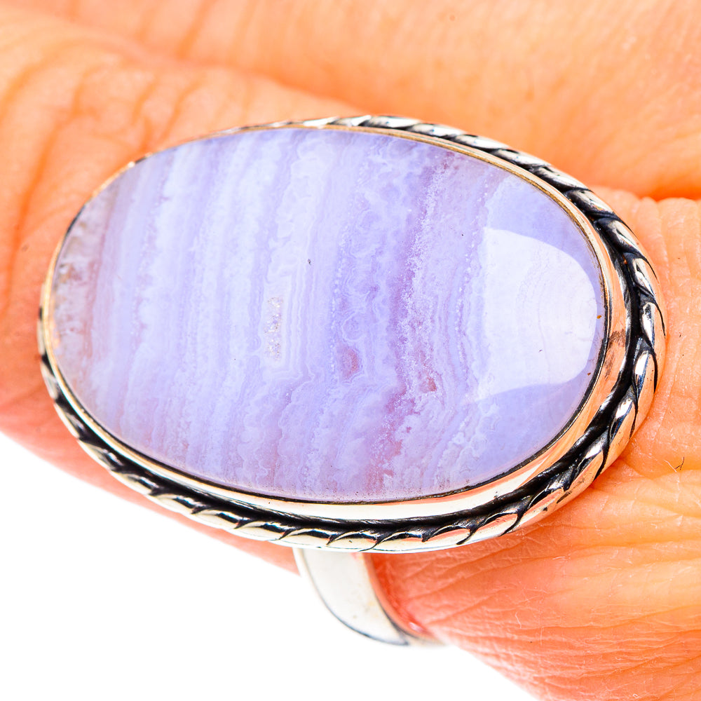 Blue Lace Agate Rings handcrafted by Ana Silver Co - RING91190
