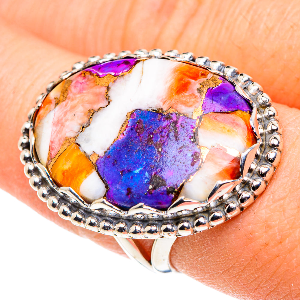 Kingman Pink Dahlia Turquoise Rings handcrafted by Ana Silver Co - RING91194