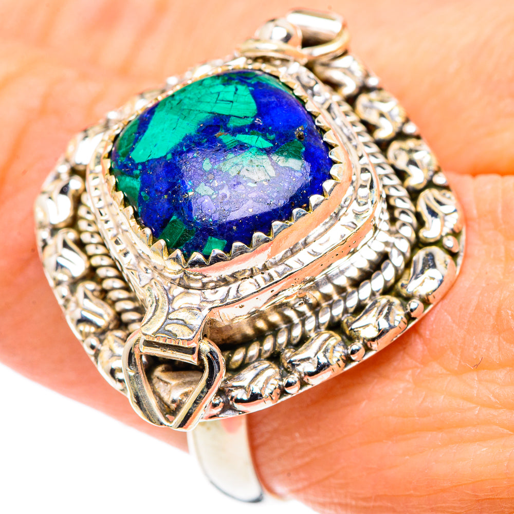 Azurite Malachite Rings handcrafted by Ana Silver Co - RING91196