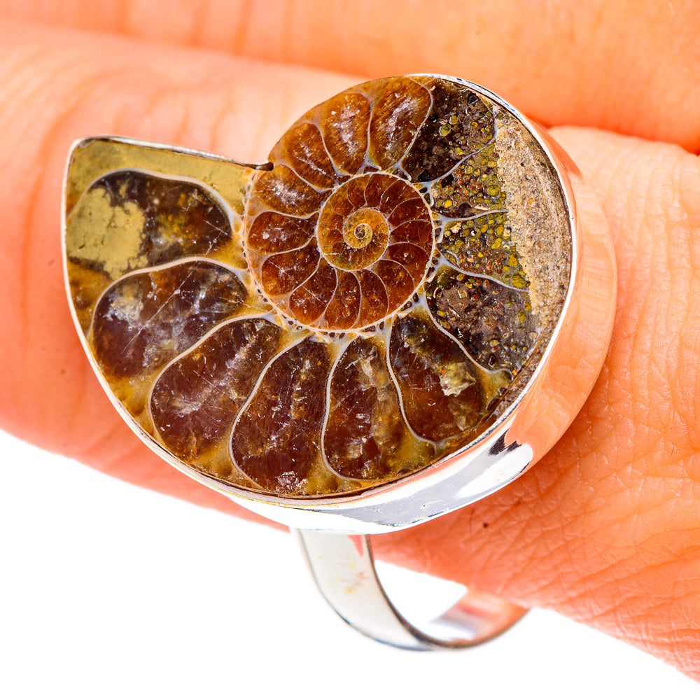 Ammonite Fossil Rings handcrafted by Ana Silver Co - RING91219