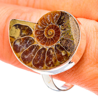Ammonite Fossil Rings handcrafted by Ana Silver Co - RING91219