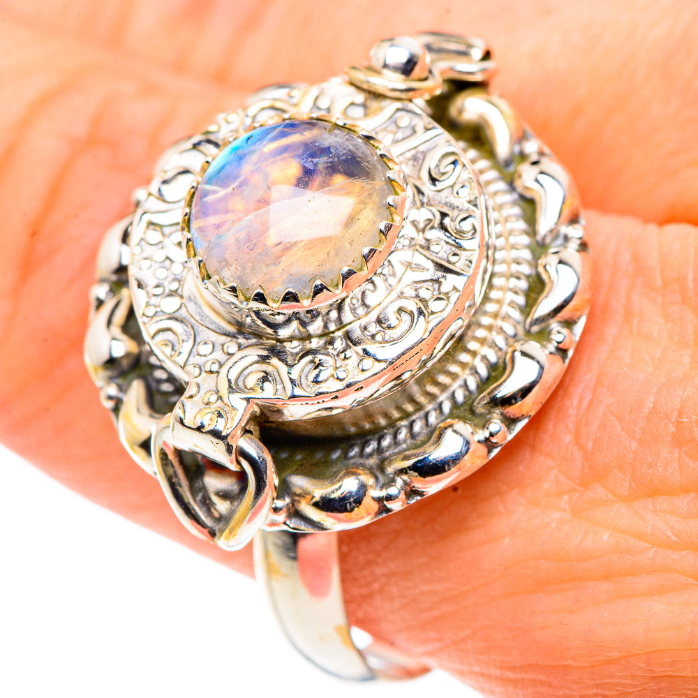 Rainbow Moonstone Rings handcrafted by Ana Silver Co - RING91233