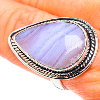 Blue Lace Agate Rings handcrafted by Ana Silver Co - RING91235