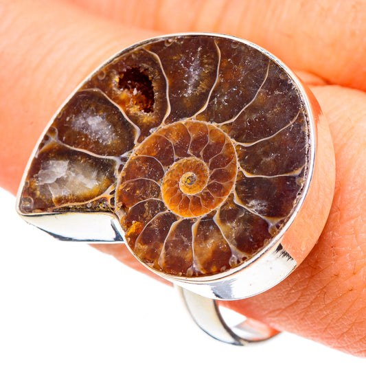 Ammonite Fossil Rings handcrafted by Ana Silver Co - RING91261