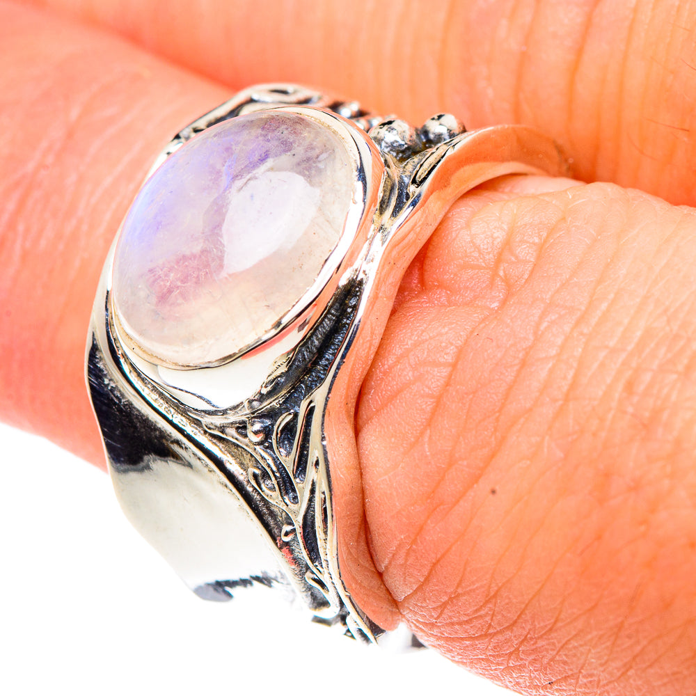 Rainbow Moonstone Rings handcrafted by Ana Silver Co - RING91288