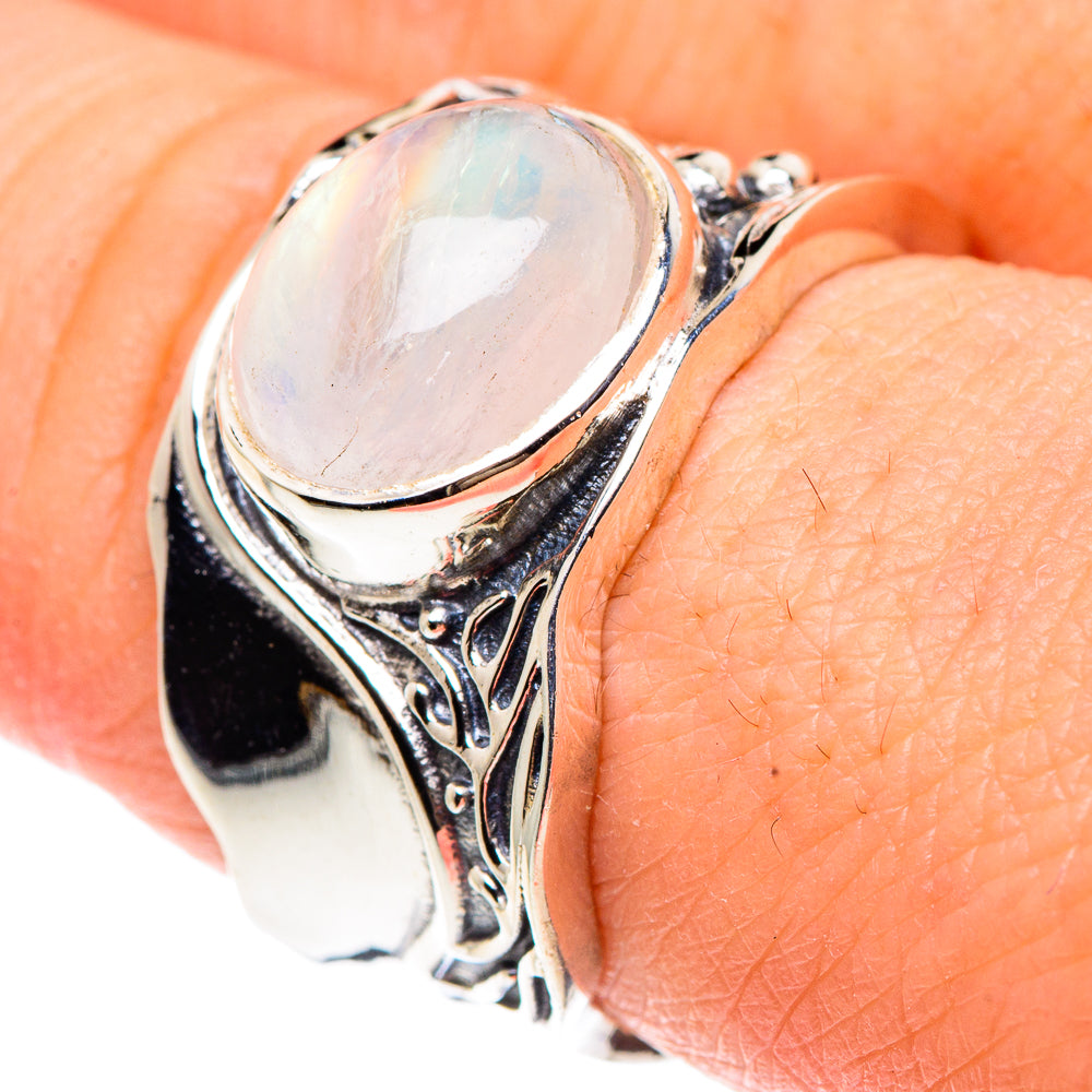 Rainbow Moonstone Rings handcrafted by Ana Silver Co - RING91320