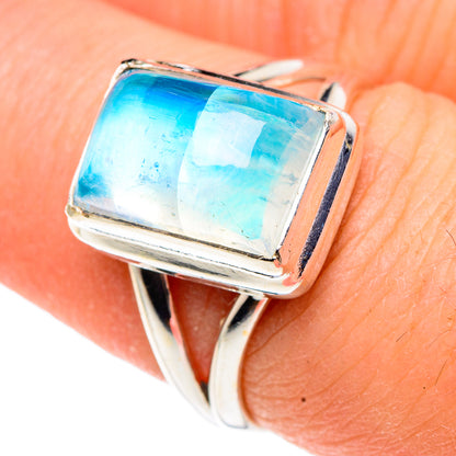 Rainbow Moonstone Rings handcrafted by Ana Silver Co - RING91328