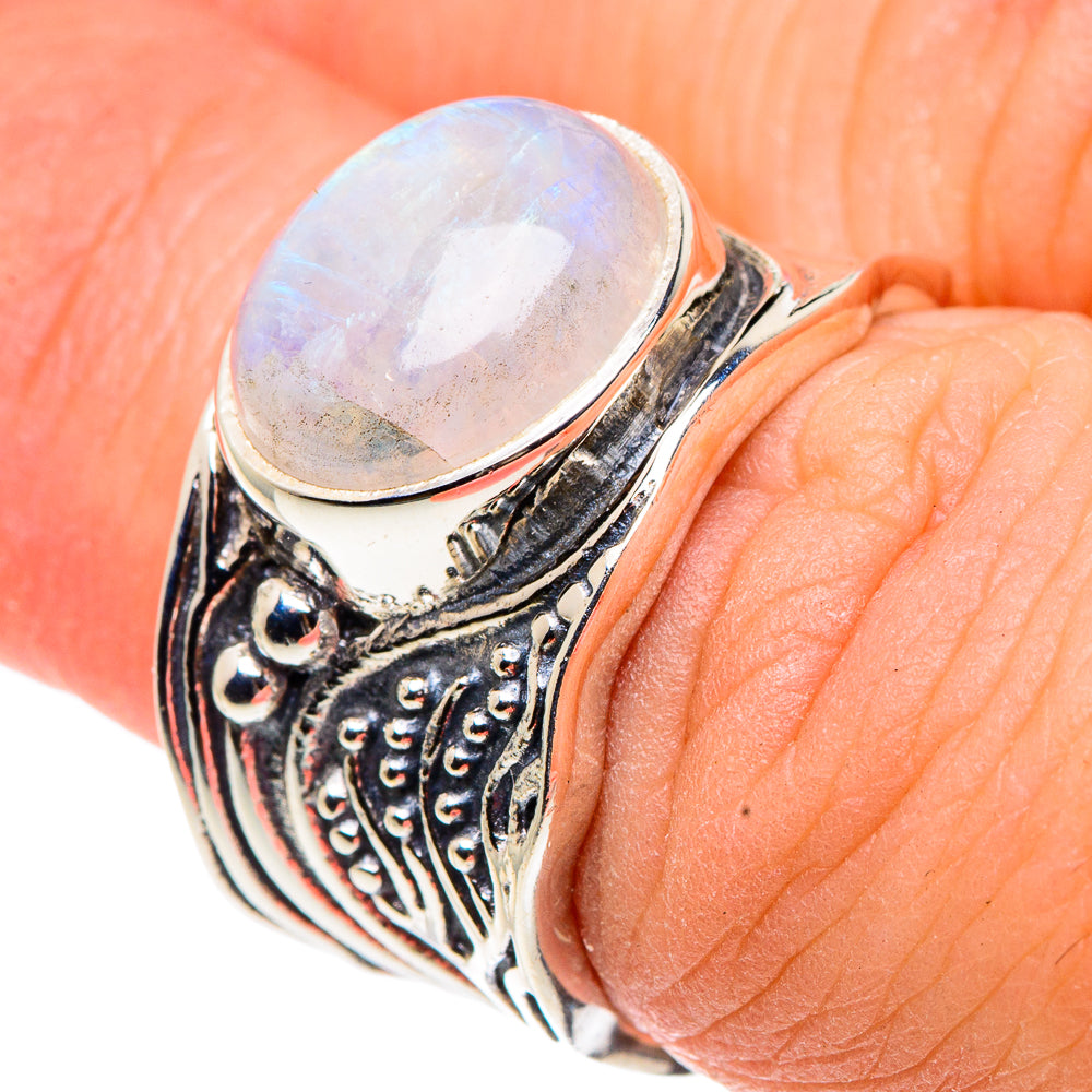 Rainbow Moonstone Rings handcrafted by Ana Silver Co - RING91347