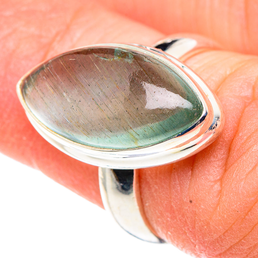 925 sterling silver oval aquamarine cabochon ring, size 5.25, polished bezel