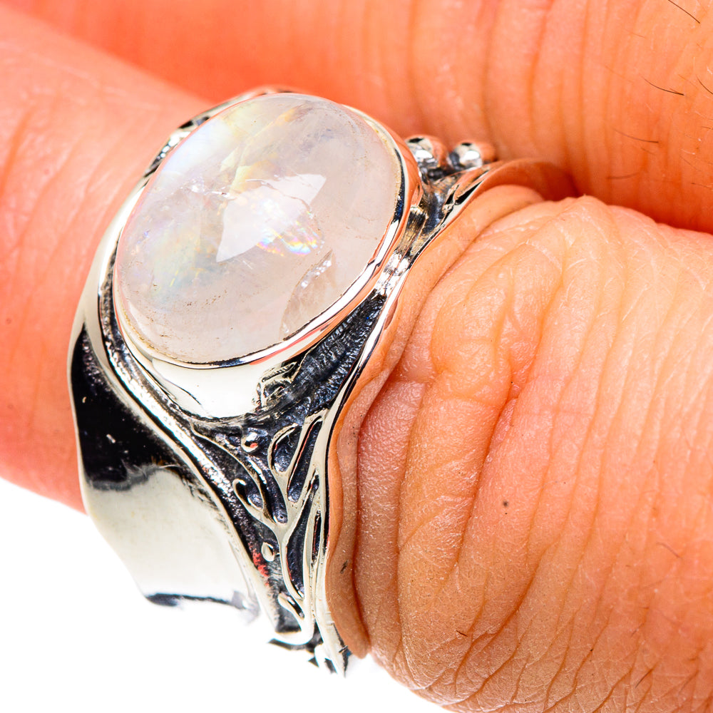 Rainbow Moonstone Rings handcrafted by Ana Silver Co - RING91371
