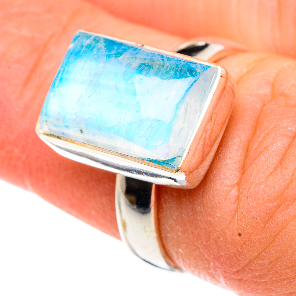 Rainbow Moonstone Rings handcrafted by Ana Silver Co - RING91380