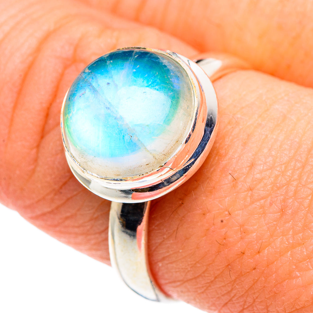 Rainbow Moonstone Rings handcrafted by Ana Silver Co - RING91383