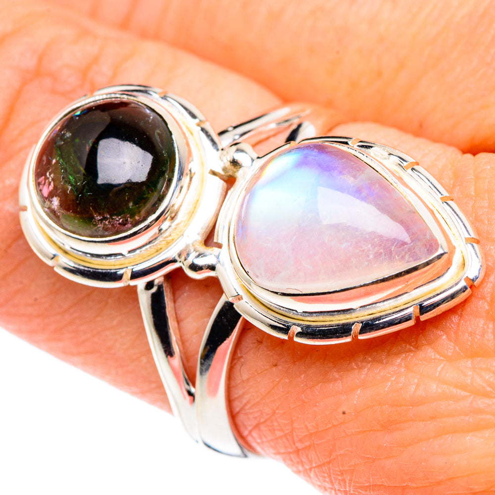 Rainbow Moonstone Rings handcrafted by Ana Silver Co - RING91398
