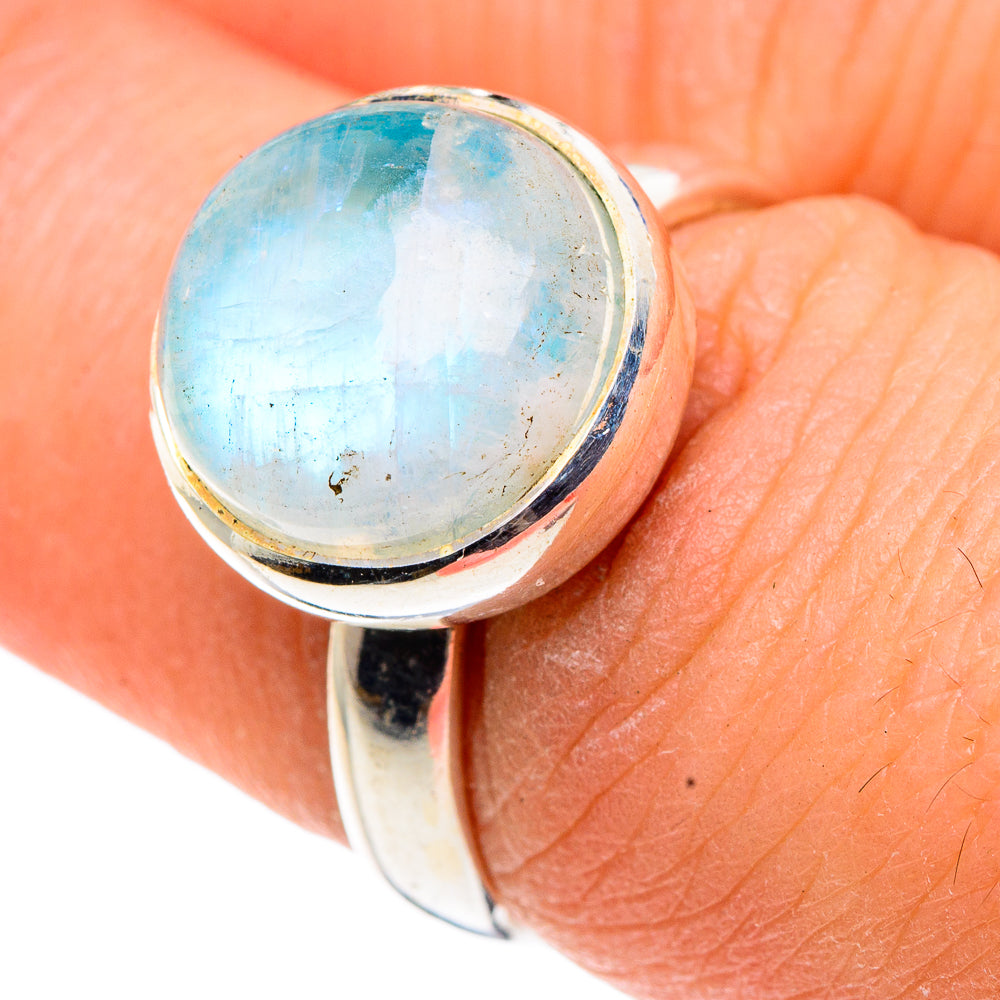 Rainbow Moonstone Rings handcrafted by Ana Silver Co - RING91407
