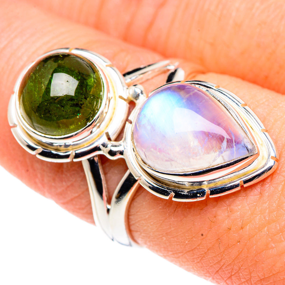 Rainbow Moonstone Rings handcrafted by Ana Silver Co - RING91428