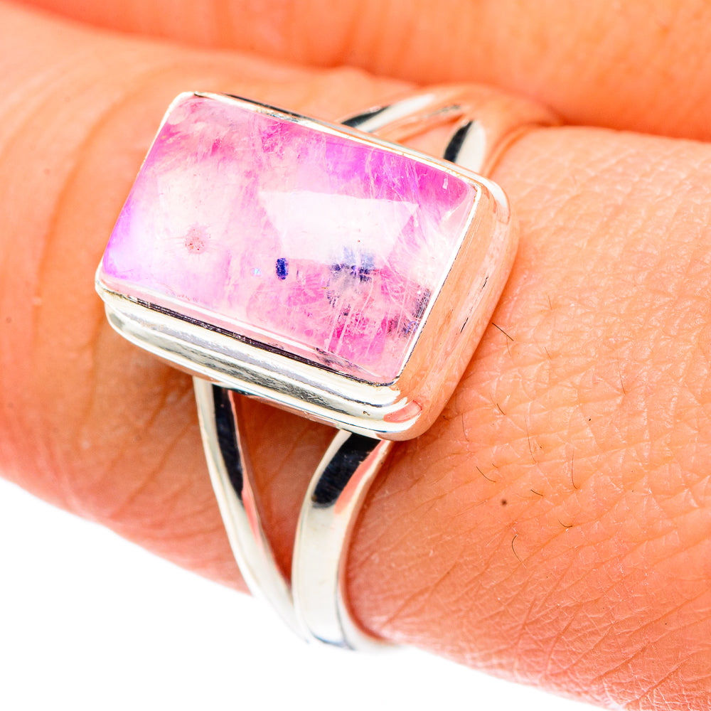 Pink Moonstone Rings handcrafted by Ana Silver Co - RING91436