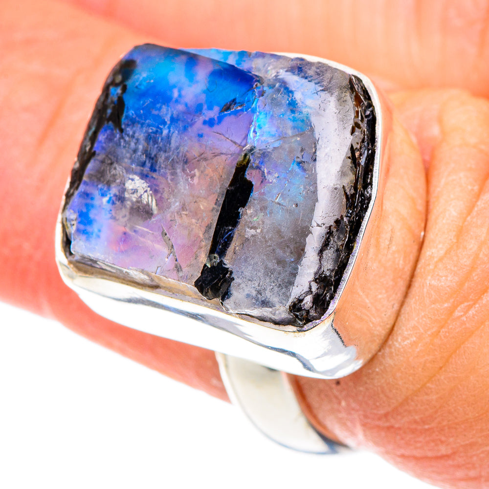Rainbow Moonstone Rings handcrafted by Ana Silver Co - RING91444