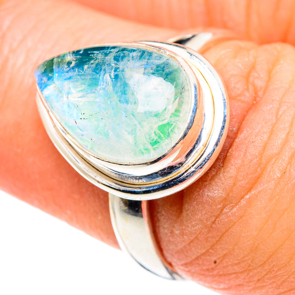 Rainbow Moonstone Rings handcrafted by Ana Silver Co - RING91452