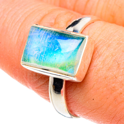Green Moonstone Rings handcrafted by Ana Silver Co - RING91455