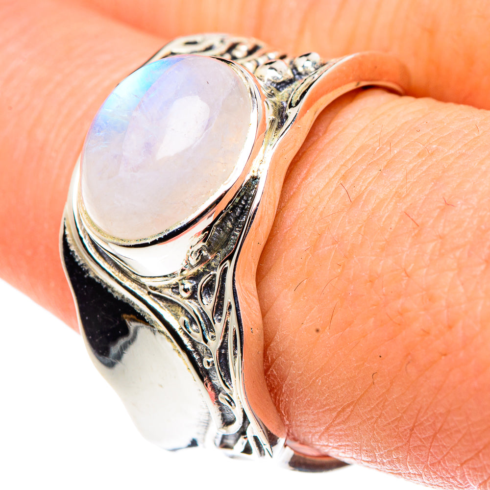 Rainbow Moonstone Rings handcrafted by Ana Silver Co - RING91468