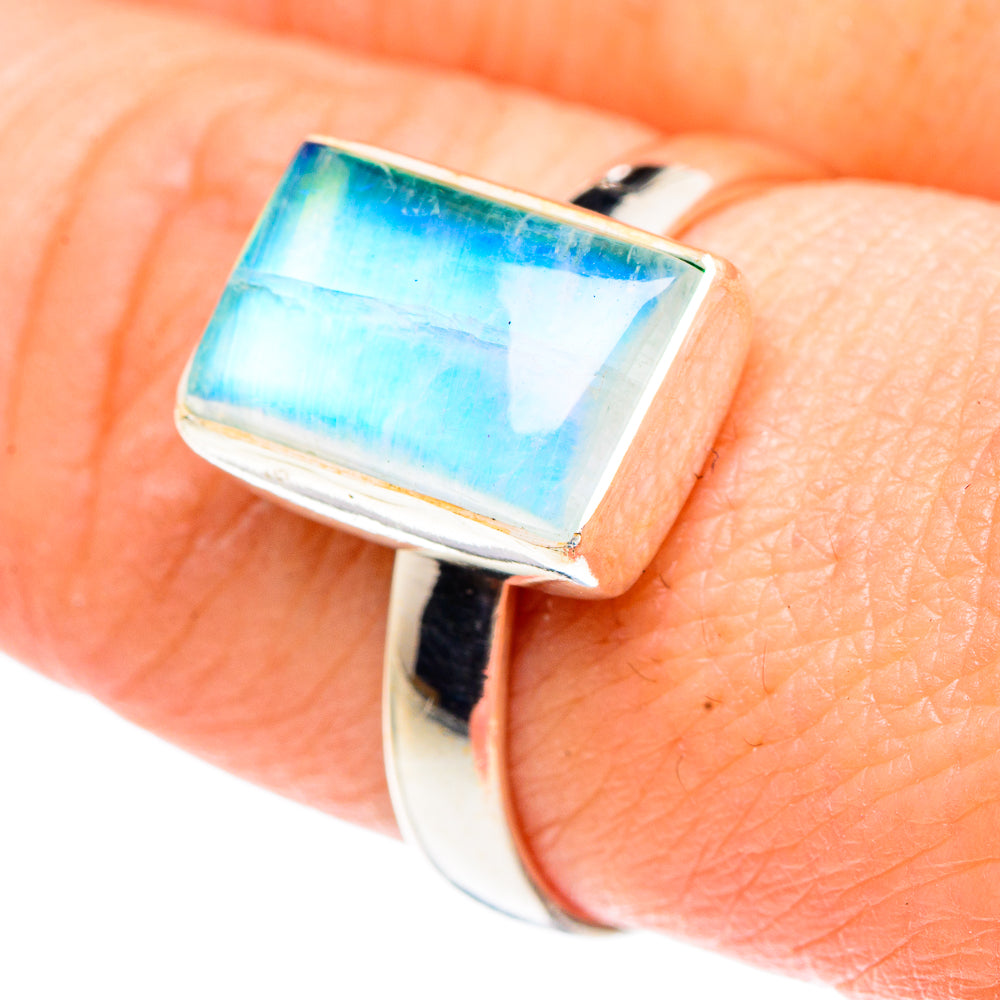 Green Moonstone Rings handcrafted by Ana Silver Co - RING91496