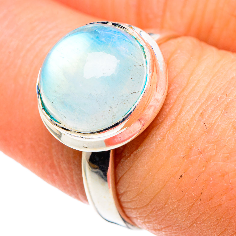 Rainbow Moonstone Rings handcrafted by Ana Silver Co - RING91497