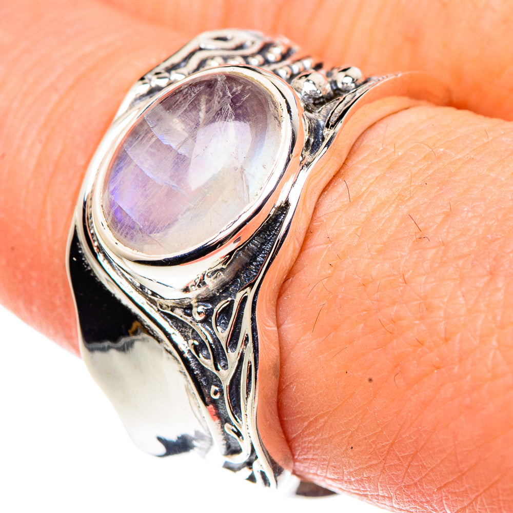 Rainbow Moonstone Rings handcrafted by Ana Silver Co - RING91505
