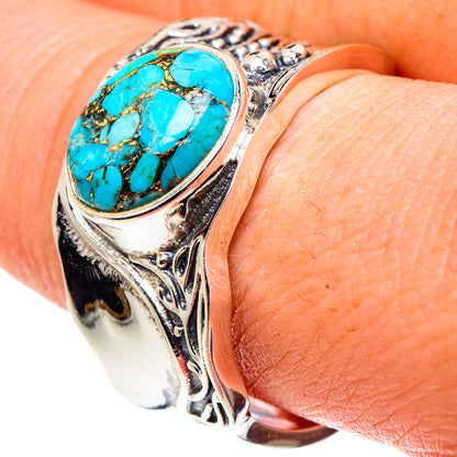 Blue Copper Composite Turquoise Rings handcrafted by Ana Silver Co - RING91508