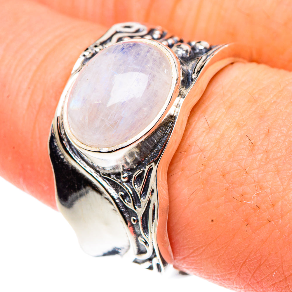 Rainbow Moonstone Rings handcrafted by Ana Silver Co - RING91522