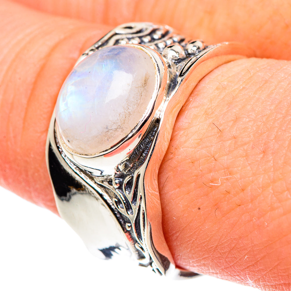 Rainbow Moonstone Rings handcrafted by Ana Silver Co - RING91536