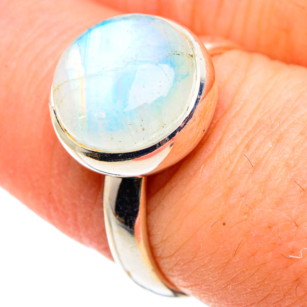 Rainbow Moonstone Rings handcrafted by Ana Silver Co - RING91541