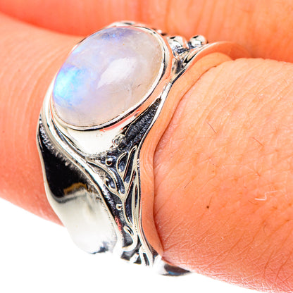 Rainbow Moonstone Rings handcrafted by Ana Silver Co - RING91549