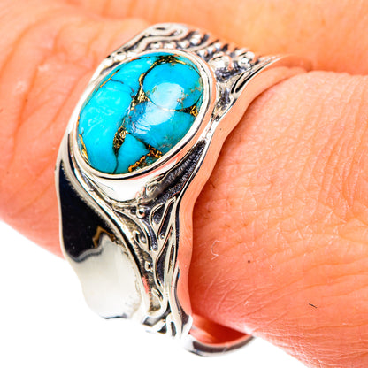 Blue Copper Composite Turquoise Rings handcrafted by Ana Silver Co - RING91551