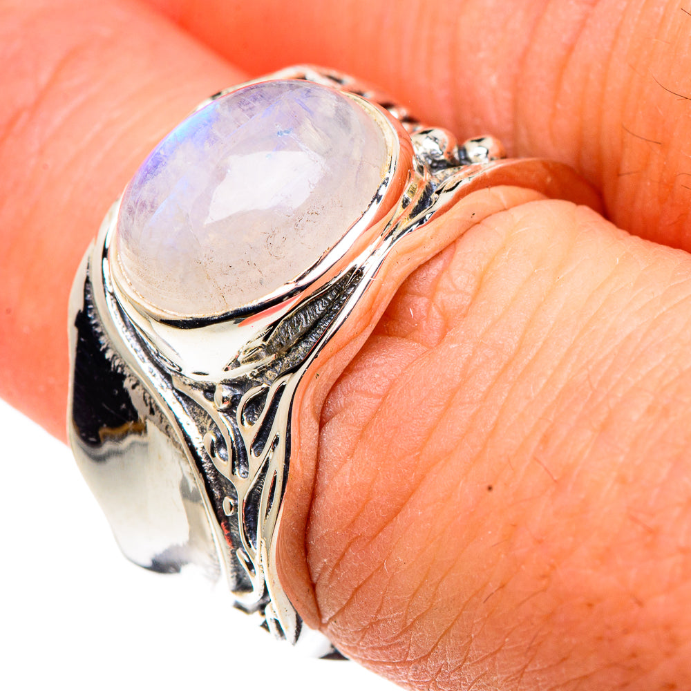 Rainbow Moonstone Rings handcrafted by Ana Silver Co - RING91562