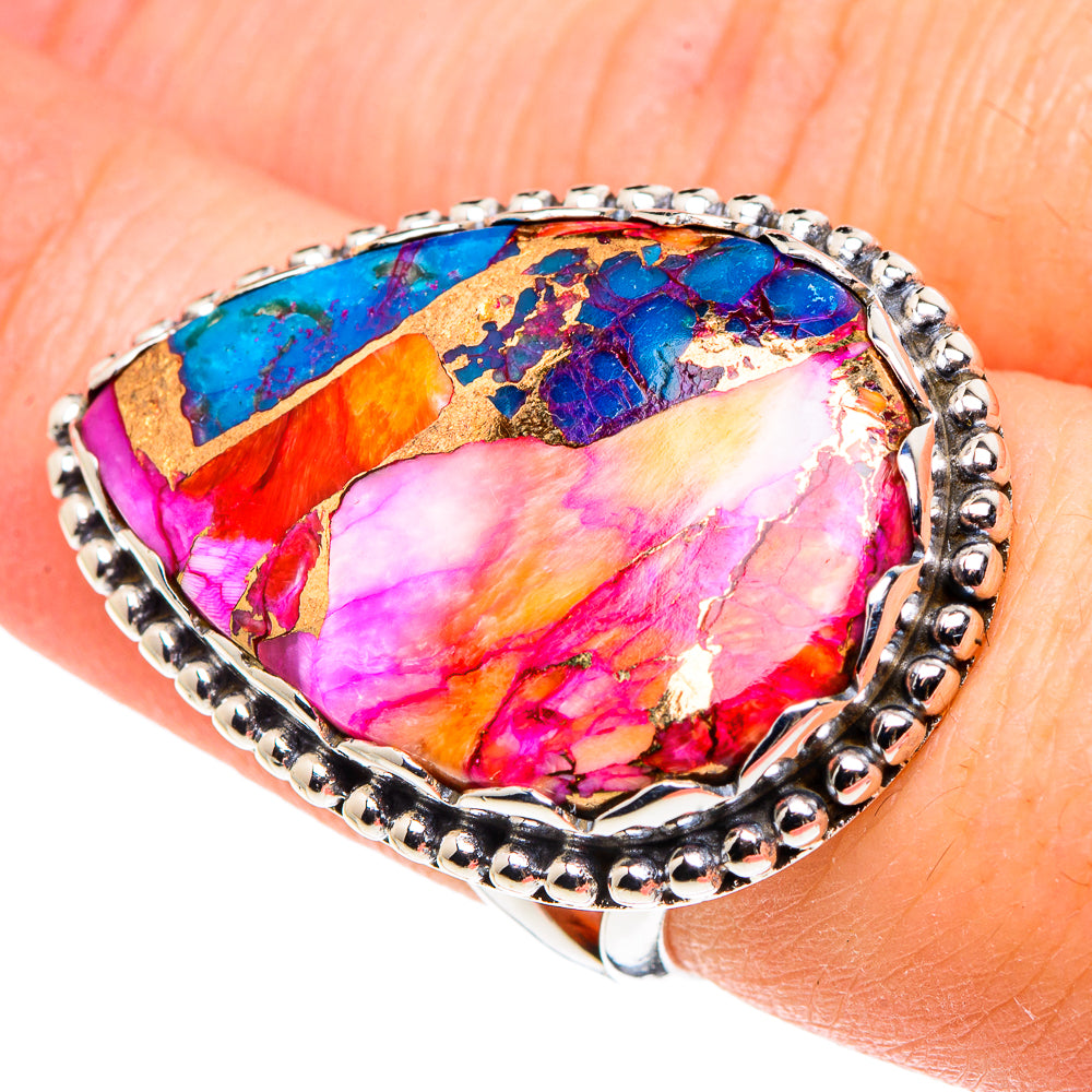 Purple Pink Copper Composite Turquoise Rings handcrafted by Ana Silver Co - RING91566
