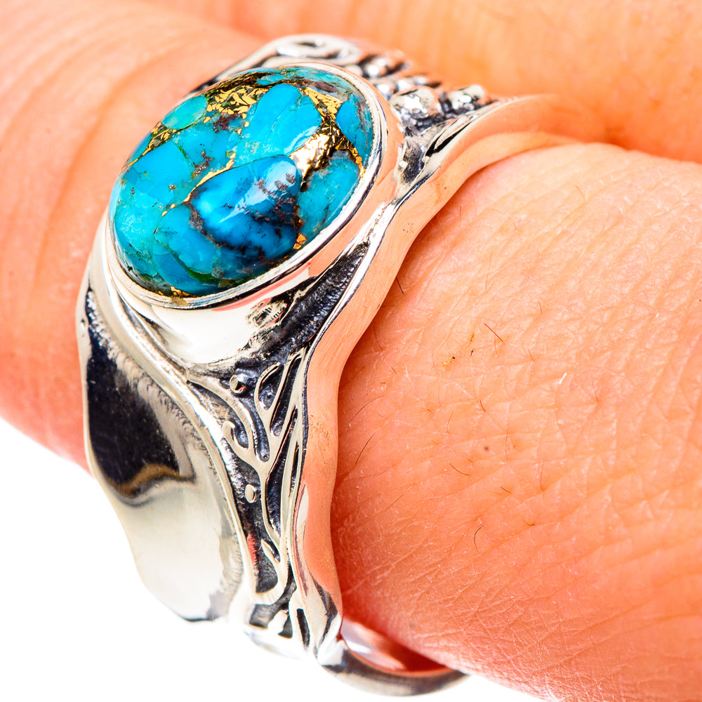Blue Copper Composite Turquoise Rings handcrafted by Ana Silver Co - RING91575