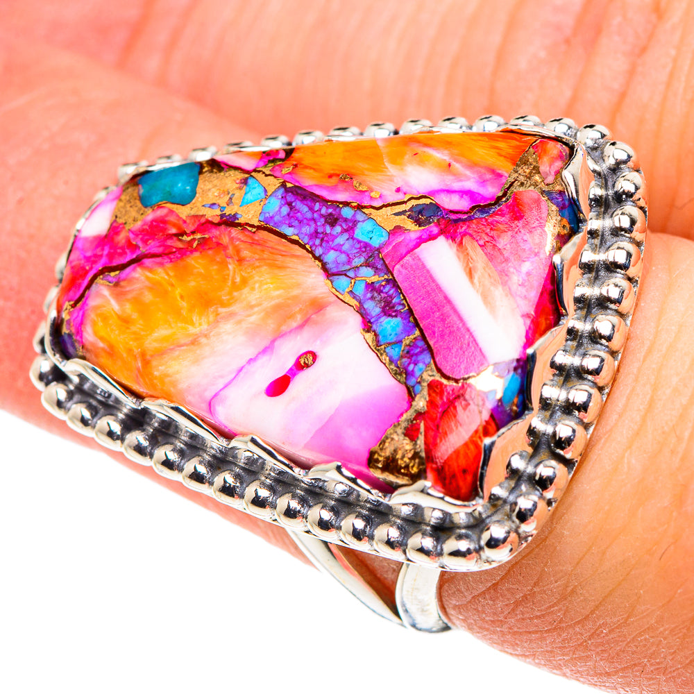 Purple Orange Copper Composite Turquoise Rings handcrafted by Ana Silver Co - RING91606
